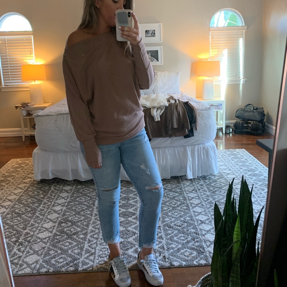 Off the shoulder thermal top